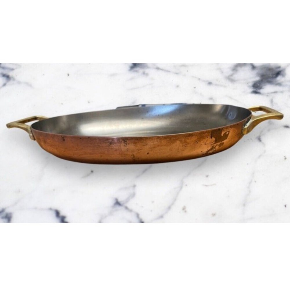 Vintage Paul Revere Ware Copper Stainless Signature Series AuGratin Fish Fry Pan